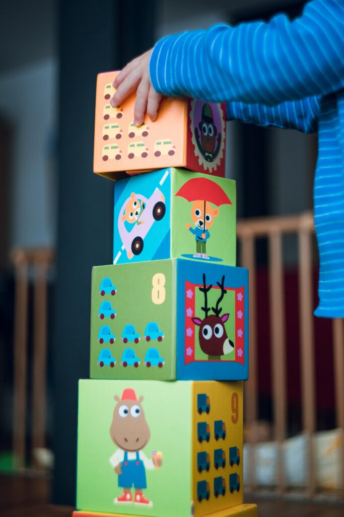 Child using building blocks