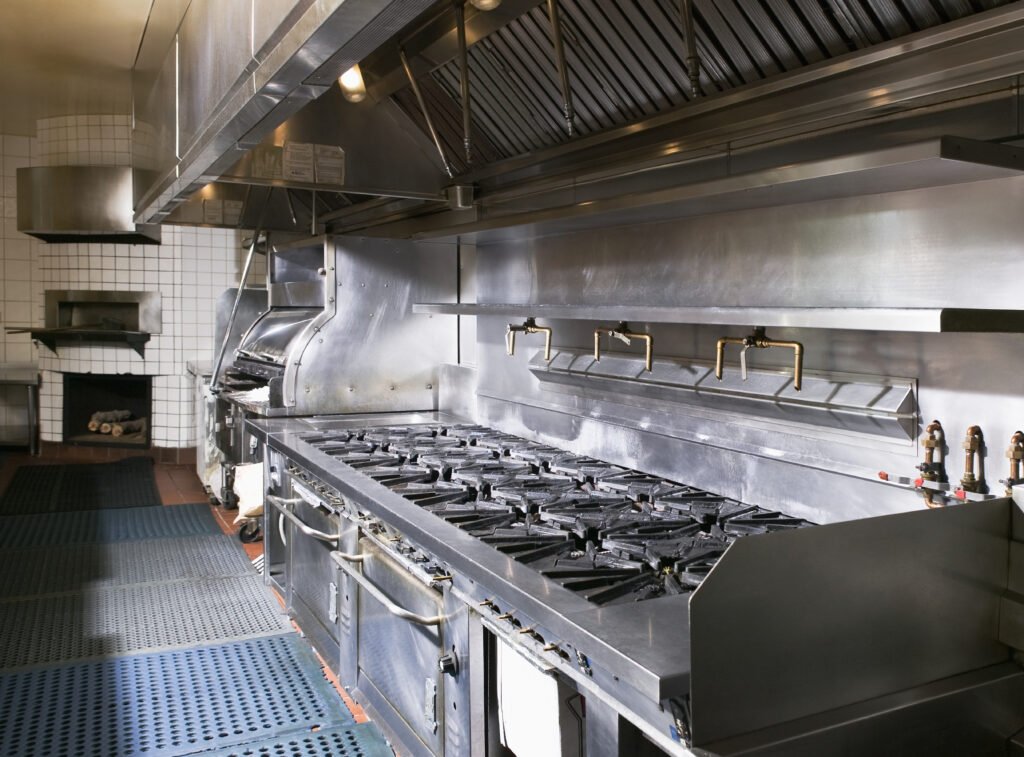 commercial kitchen side view