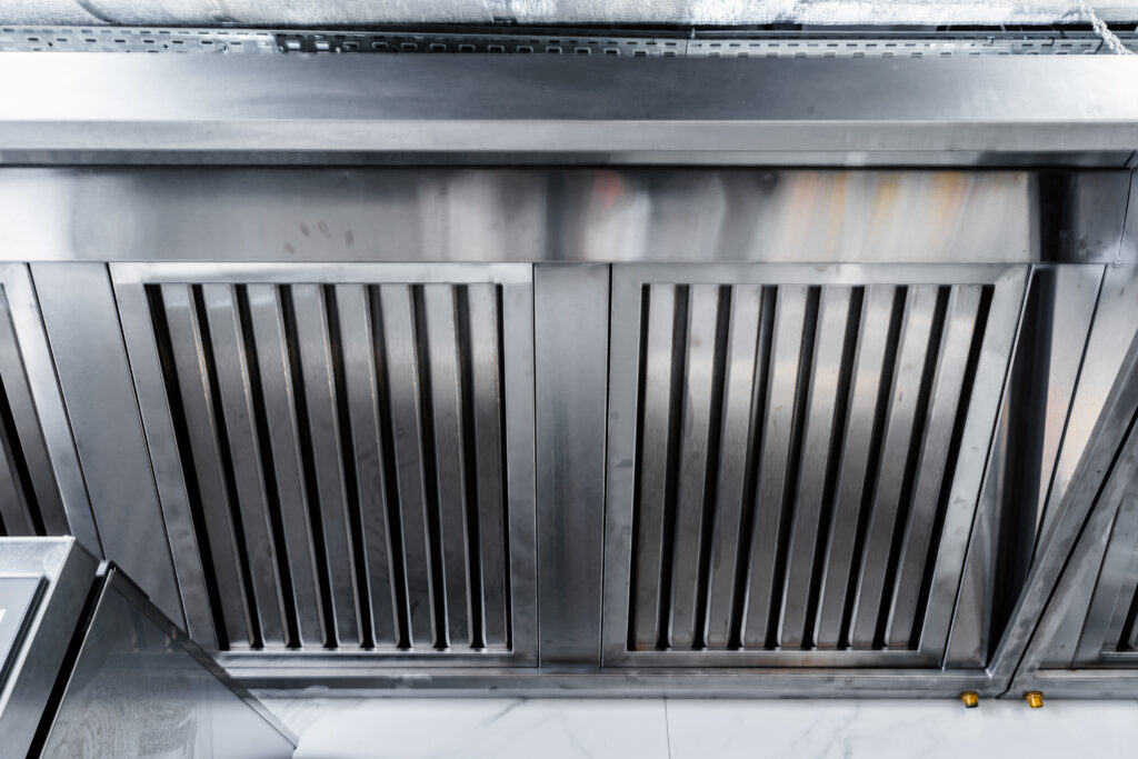 New clean stainless steel commercial rangehood